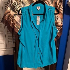 Blue flowy blouse